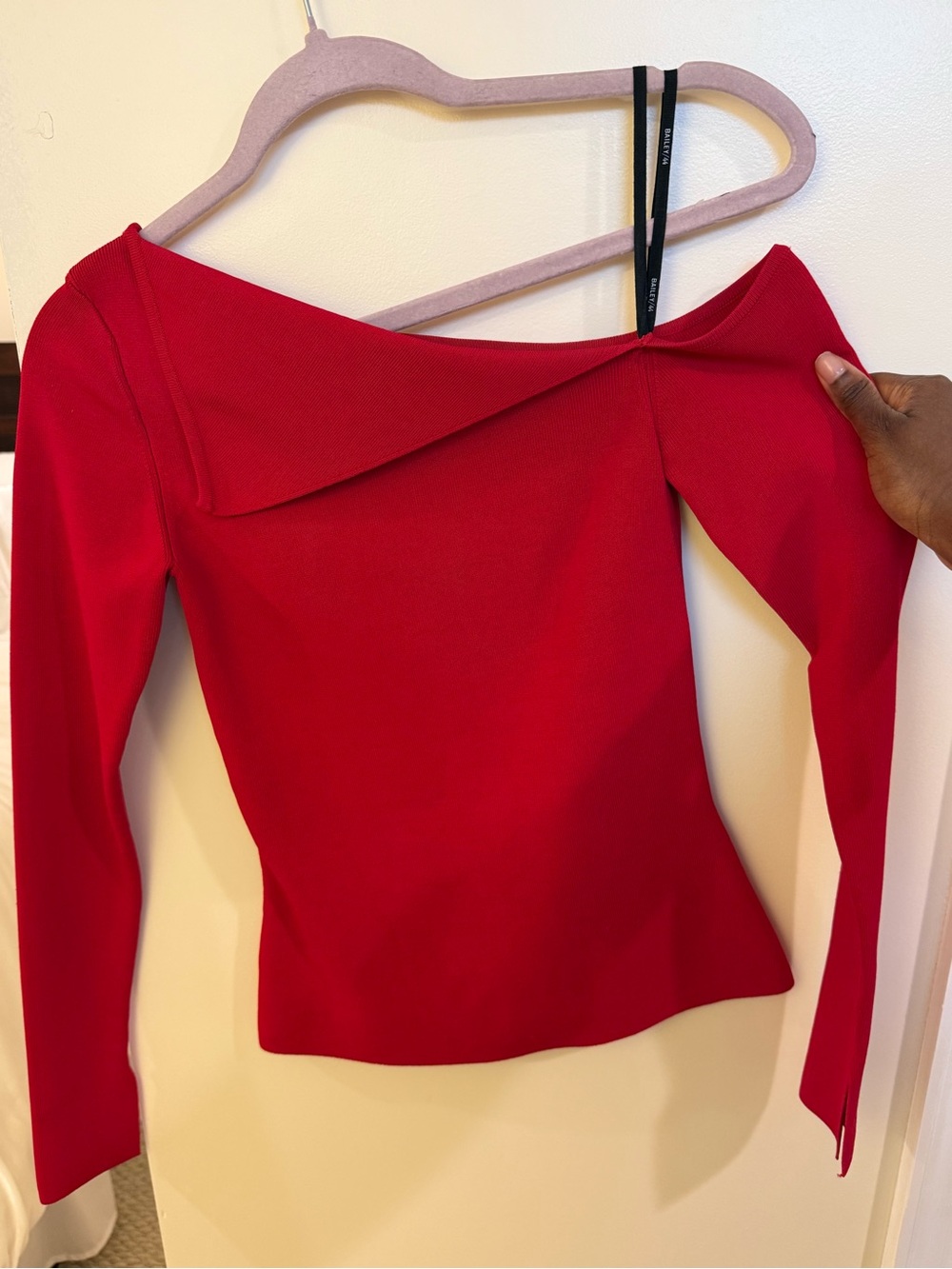 Bailey 44 Red Off-Shoulder Long Sleeve Top